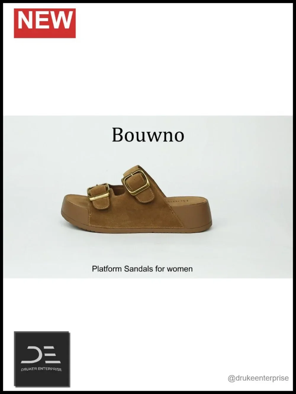 Genuine Leather Slip-on Platform Sandals with Memory Foam